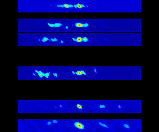 VLBA images of the explosions seen at different times by the GRO J1655-40 object.