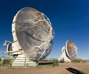 ALMA Test Facility, New Mexico: VertexRSI antenna, left; AEC antenna, right.