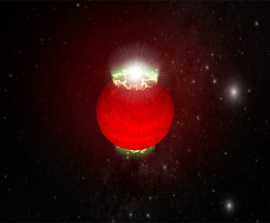 Artist's conception of "mini-aurorae" at poles of brown dwarf