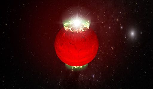 Artist's conception of "mini-aurorae" at poles of brown dwarf