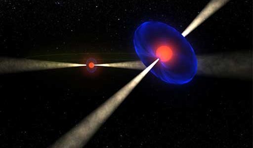 Artist's Conception of Double Pulsar System PSR J0737-3039A/B.