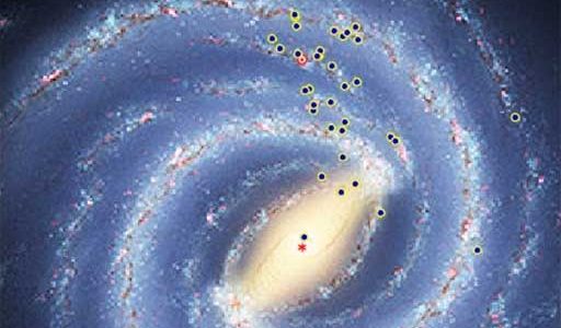 Artist's conception of Milky Way, showing locations of star-forming regions