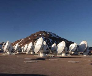 Moon Over 12-meter ALMA Telescope – National Radio Astronomy