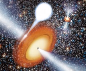 Artist's conception of black hole in globular cluster.