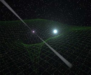 Graphic illustrating distortions in spacetime