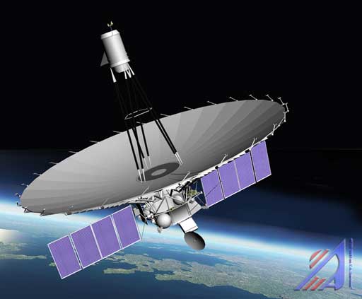 Artist rendering of the orbiting RadioAstron satellite