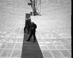 Workers on the 300-foot telescope