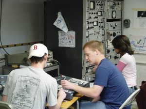 Students using the 40-foot telescope