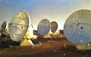 ALMA antennas in the snow