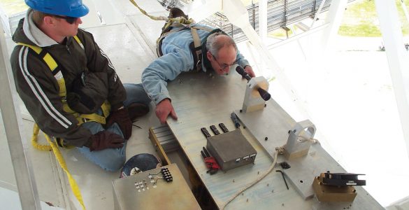 Ike Johnson and Jeff Cromer doing maintenance work on the GBT