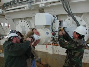 Engineers working on the GBT's track