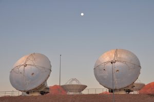 ALMA antennas and Moon