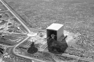 Aerial photo of VLA antenna and The Barn