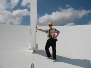 Judy Stanley on a VLA antenna