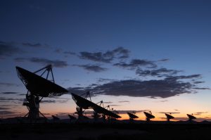 VLA antennas at sunset