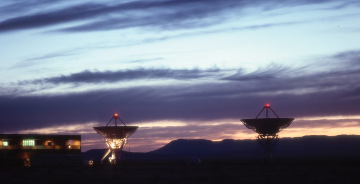 Aircraft Lights Atop the VLA