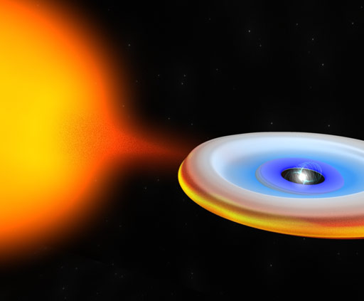Neutron star and its companion during a period of accretion when the neutron star emits powerful X-rays.