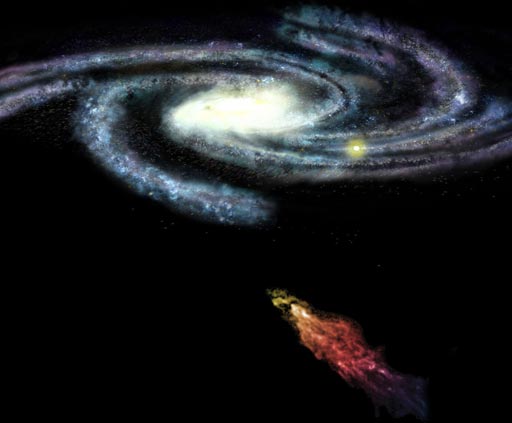 Artist's impression of Smith Cloud and Milky Way