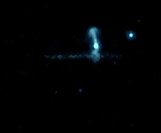 UGC 10288's background galaxy