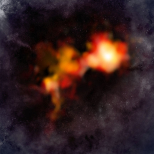 N2D+ ALMA data on artist's impression background