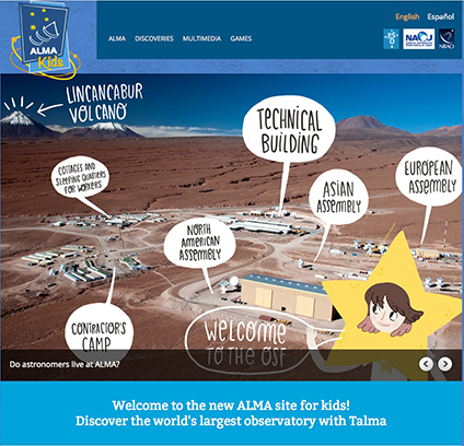 Screenshot of the ALMA Kids website