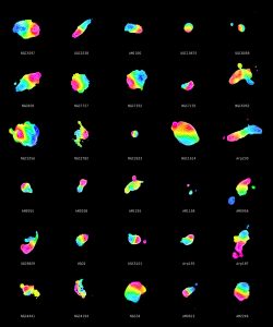 Single frame from animation showing rotation after galactic merger