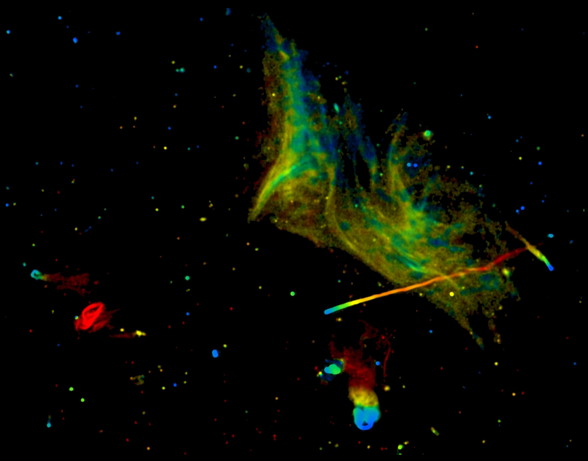 Image Release: Mysterious Phenomena in a Gigantic Galaxy-Cluster Collision - National Radio Astronomy Observatory