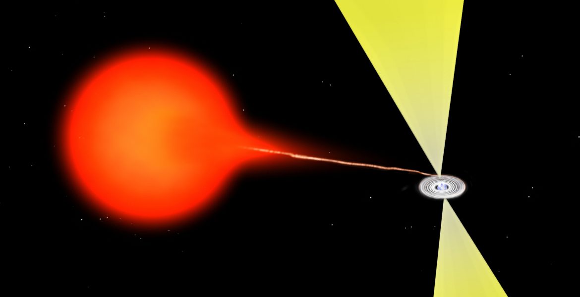 Artist's impression of material flowing from a companion star onto a neutron star