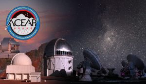 ACEAP logo imposed over image of various observatories in Chile.