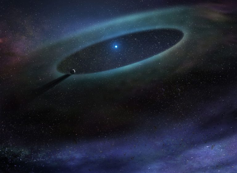 Artist impression of a debris disk surrounding a star in the Scorpius-Centaurus Association