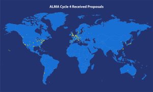 Map of ALMA Cycle 4 proposal origin locations