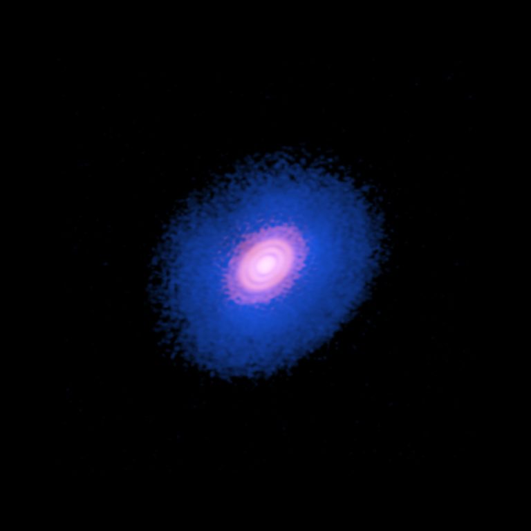 Composite image of the protoplanetary disk surrounding the young star HD 163296.