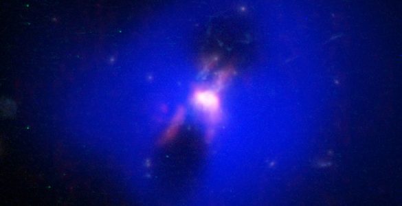 Radio jets from the supermassive black hole at the center of a galaxy in the Phoenix Cluster
