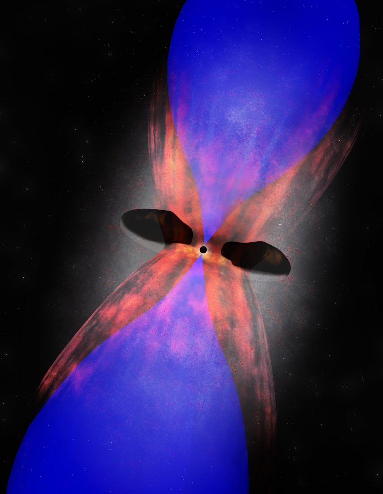 Artist impression of galaxy at the center of the Phoenix Cluster