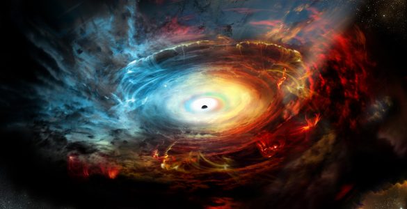 Illustration of the accretion disk around a black hole.