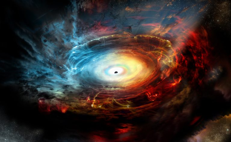 Illustration of the accretion disk around a black hole.