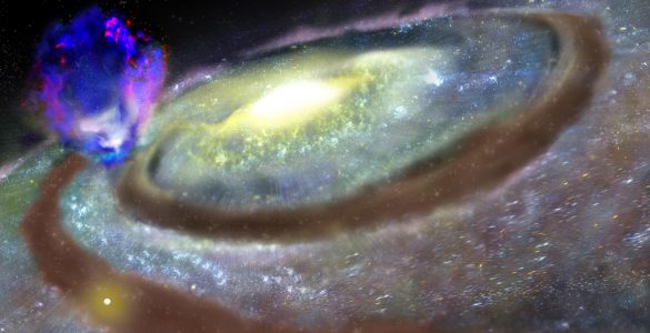 Artist's impression of Milky Way galaxy and Superbubble