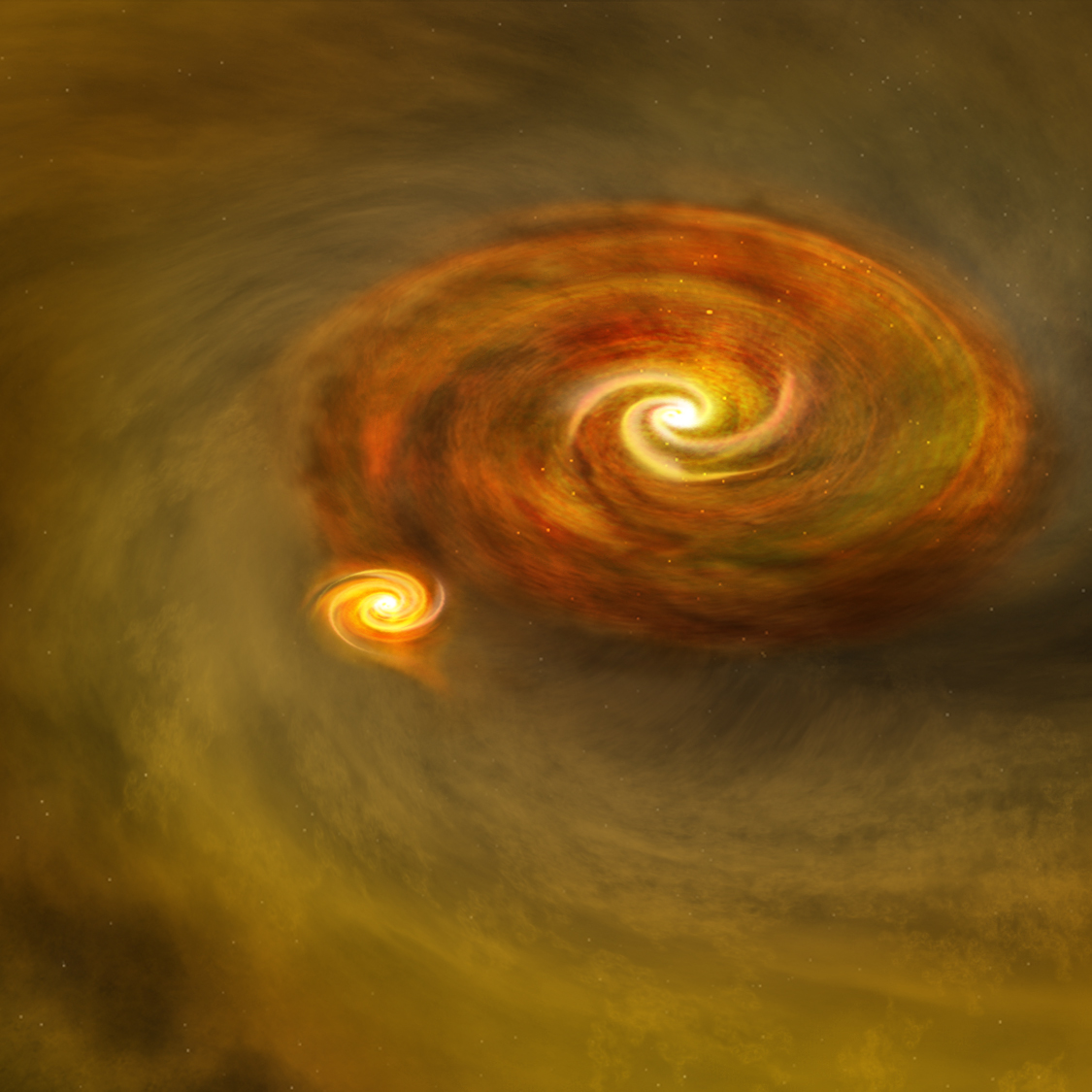 Artist's conception of Binary Star Formation