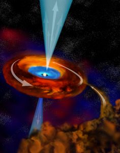 Artist's impression of a star accreting material