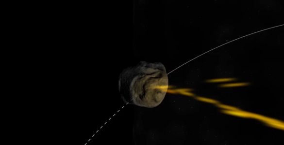 Artist's simulation depicting Yarkovsky Drift