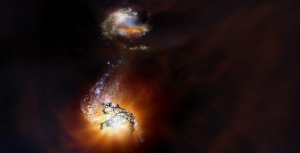 Artist impression of two starbursting galaxies