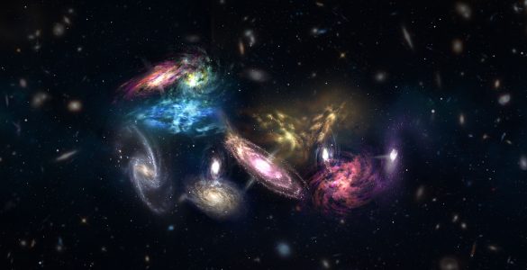 Artist impression of 14 galaxies