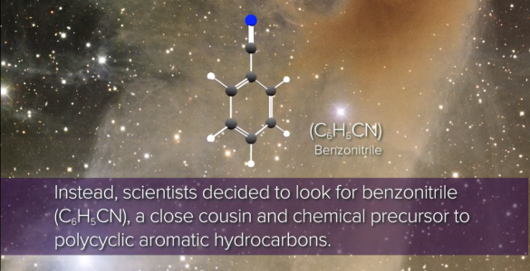 Still from video explaining the discovery of benzonitrile in interstellar space