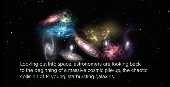 Artist's impression of galaxy cluster