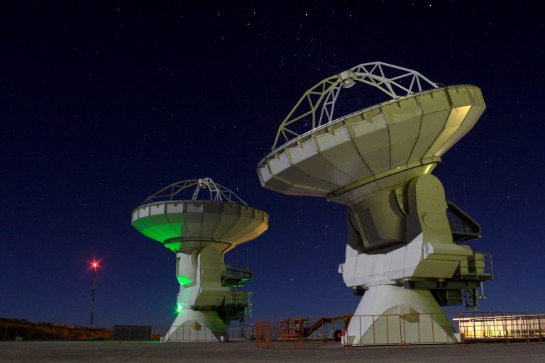 ALMA antennas at night