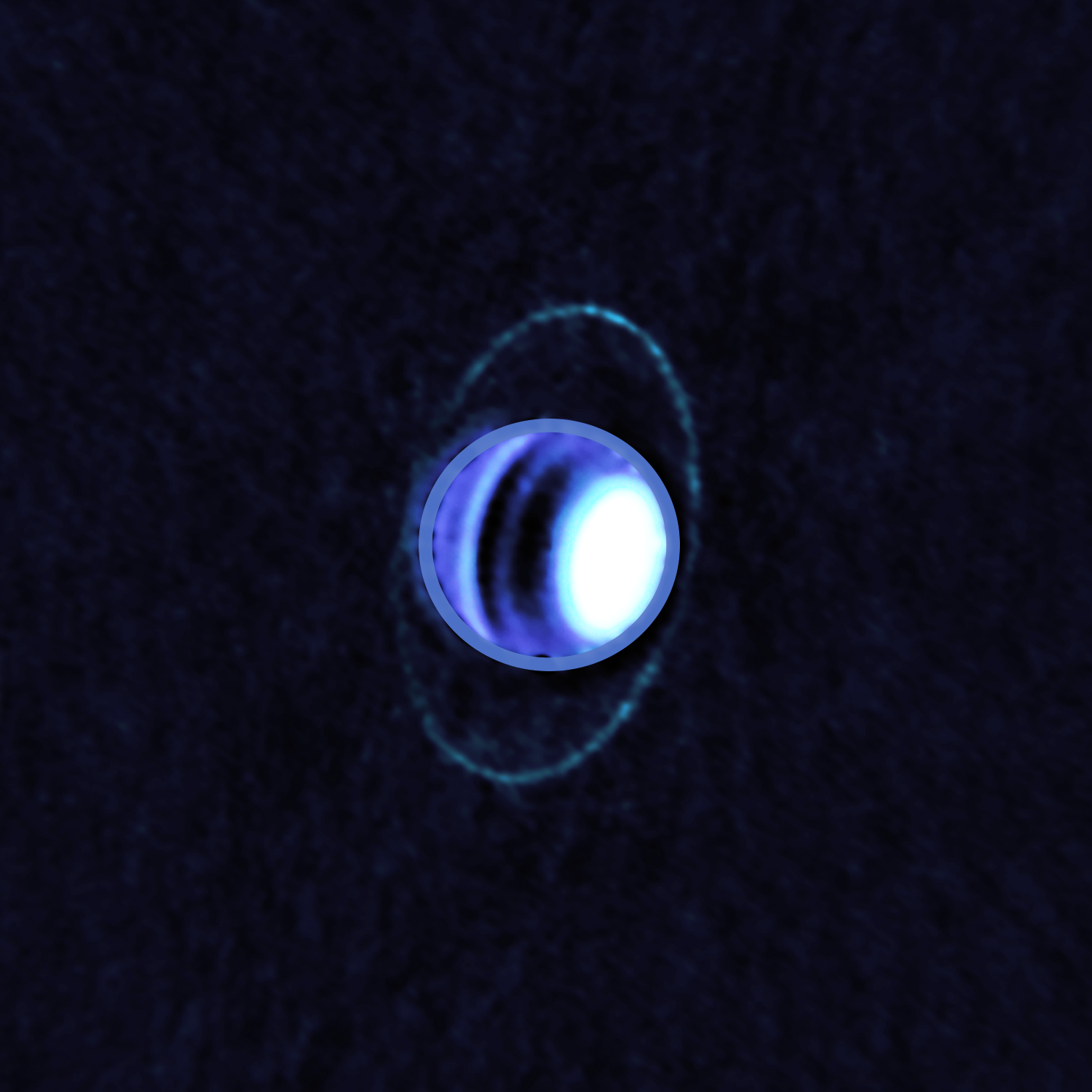 blue planets with rings