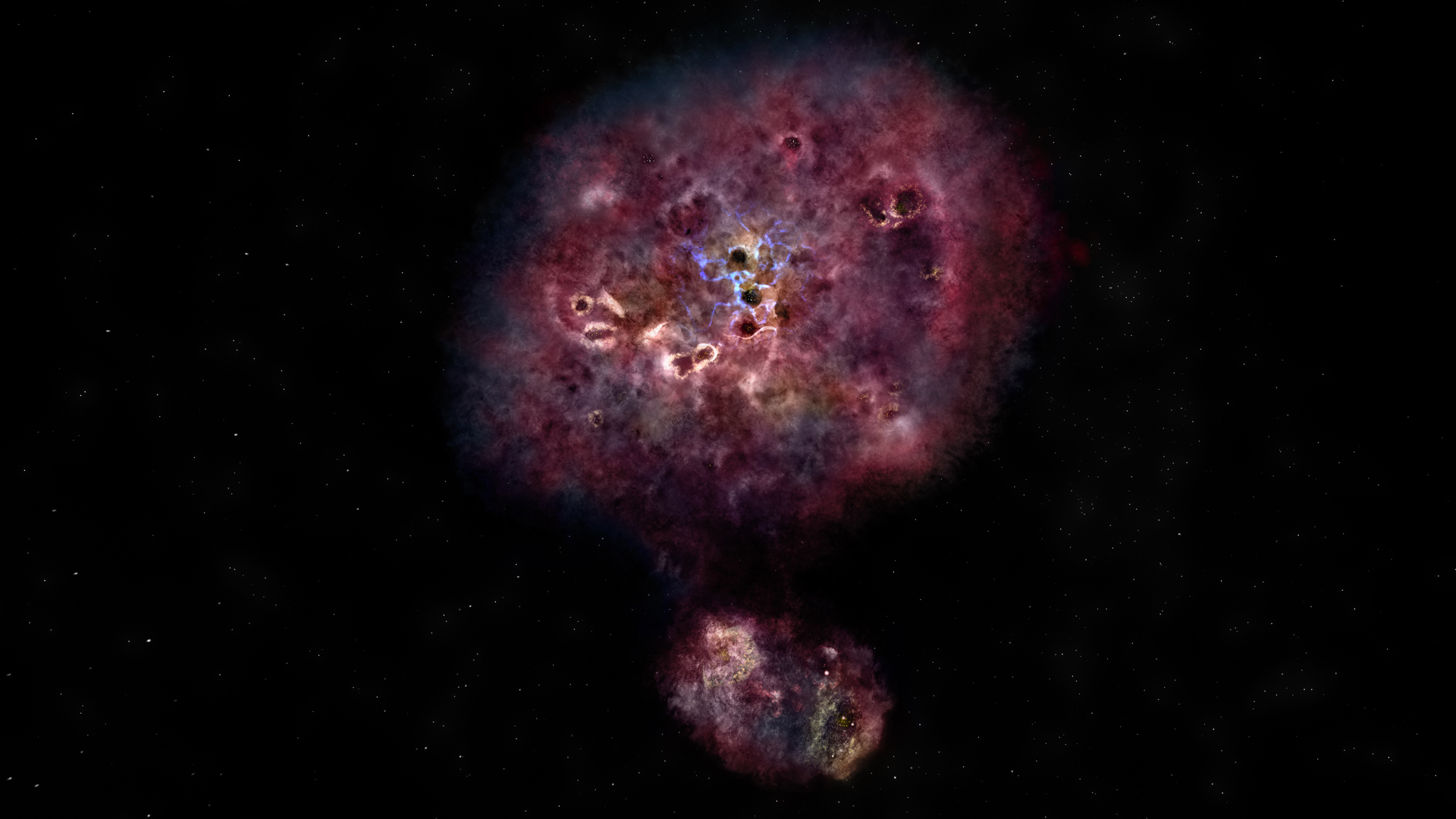 Artist impression of distant, dusty galaxy