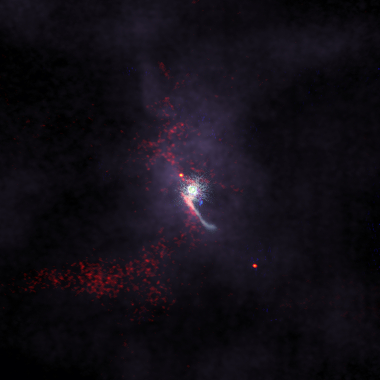 A composite image showing gas, dust, and light from the Z Canis Majoris star
