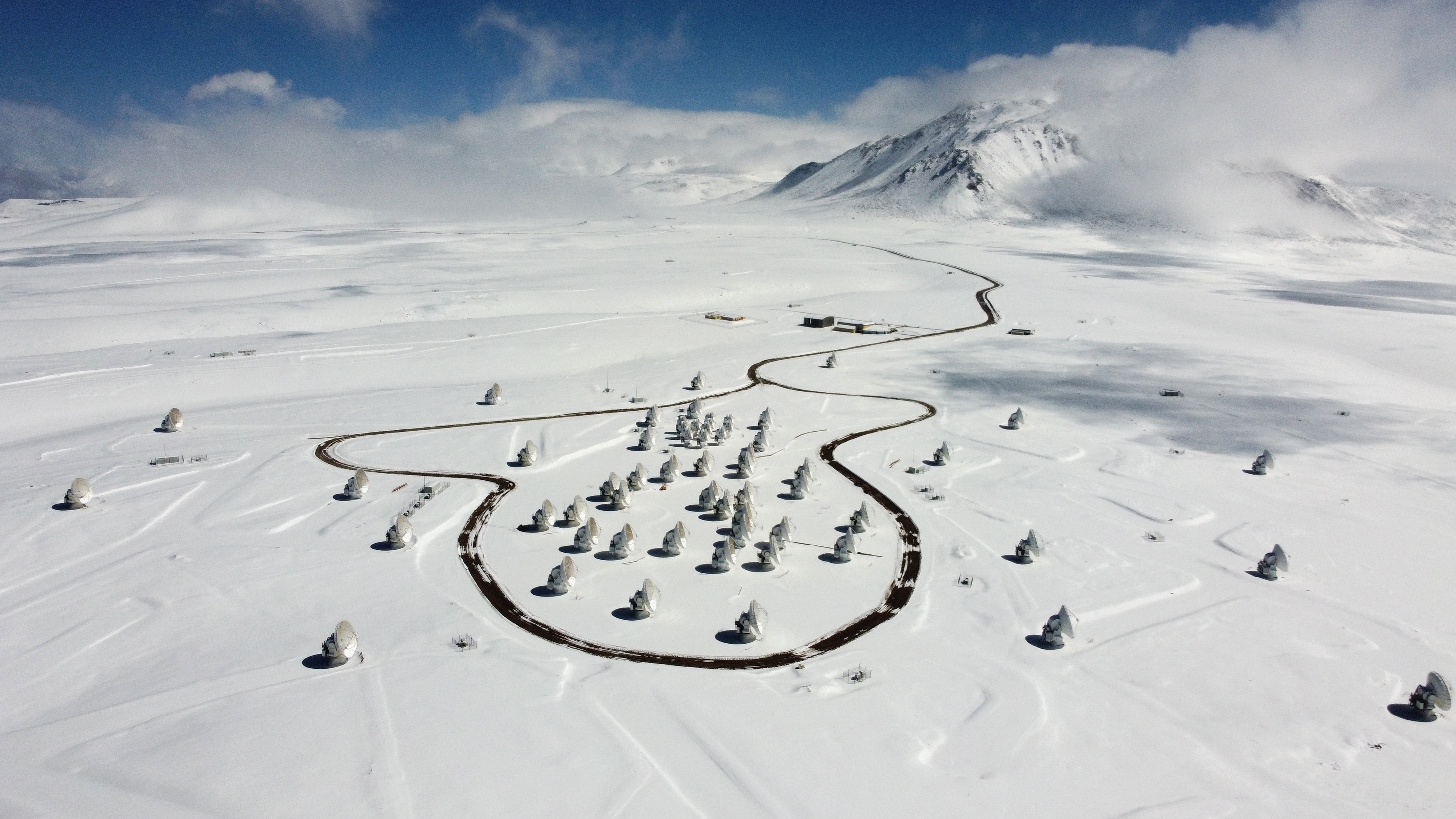 Moon Over 12-meter ALMA Telescope – National Radio Astronomy