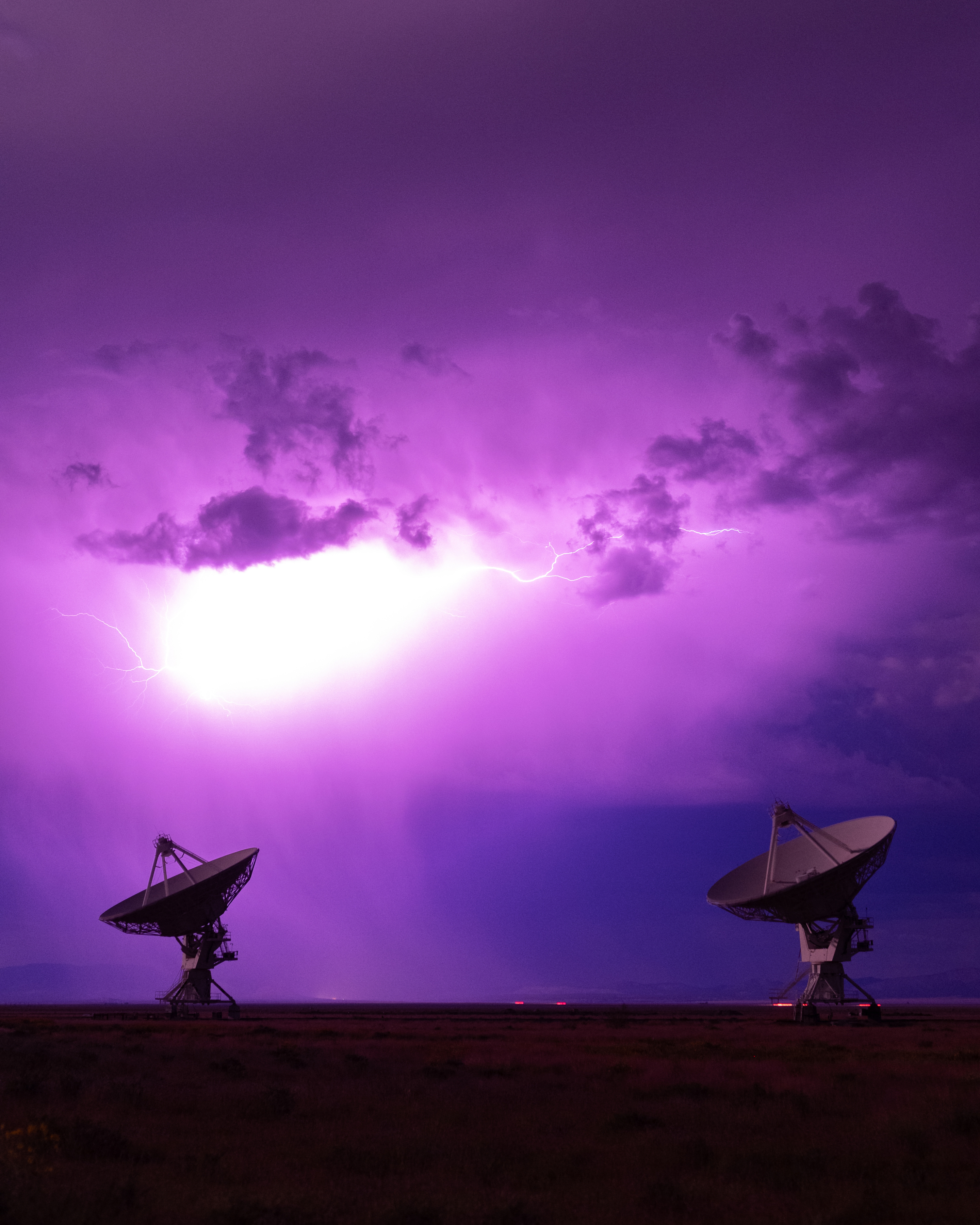 Lightning Over the VLA Dishes